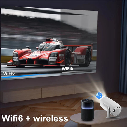 Portable 4K Android Projector with Auto Focus and Wi-Fi 6