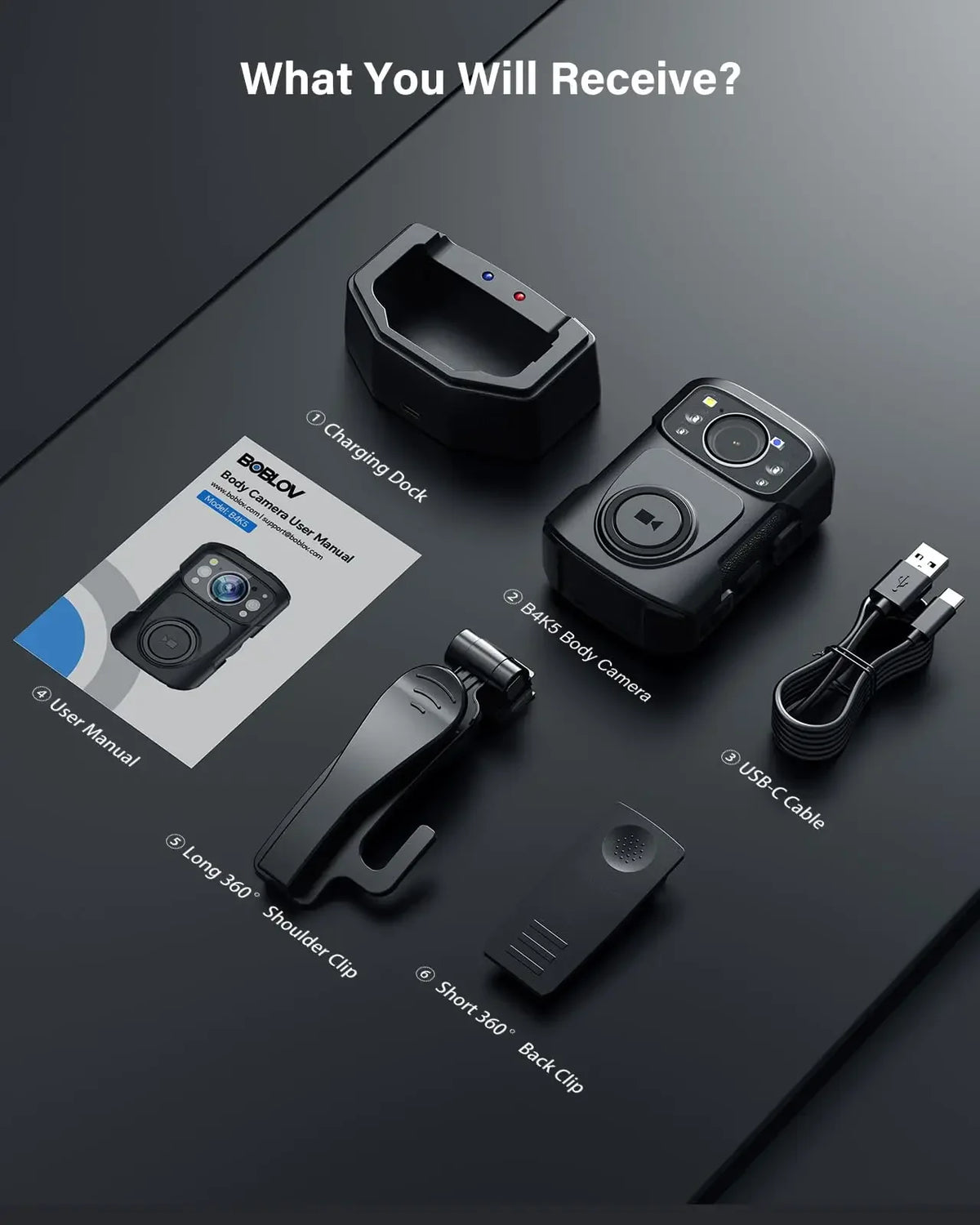 4K Body Camera IP68 GPS Night Vision 256GB