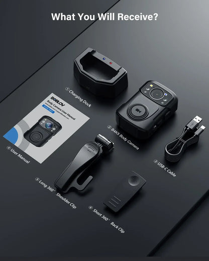 4K Body Camera IP68 GPS Night Vision 256GB