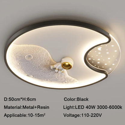 50cm Astronaut LED Ceiling Lamp for Kids Room Black