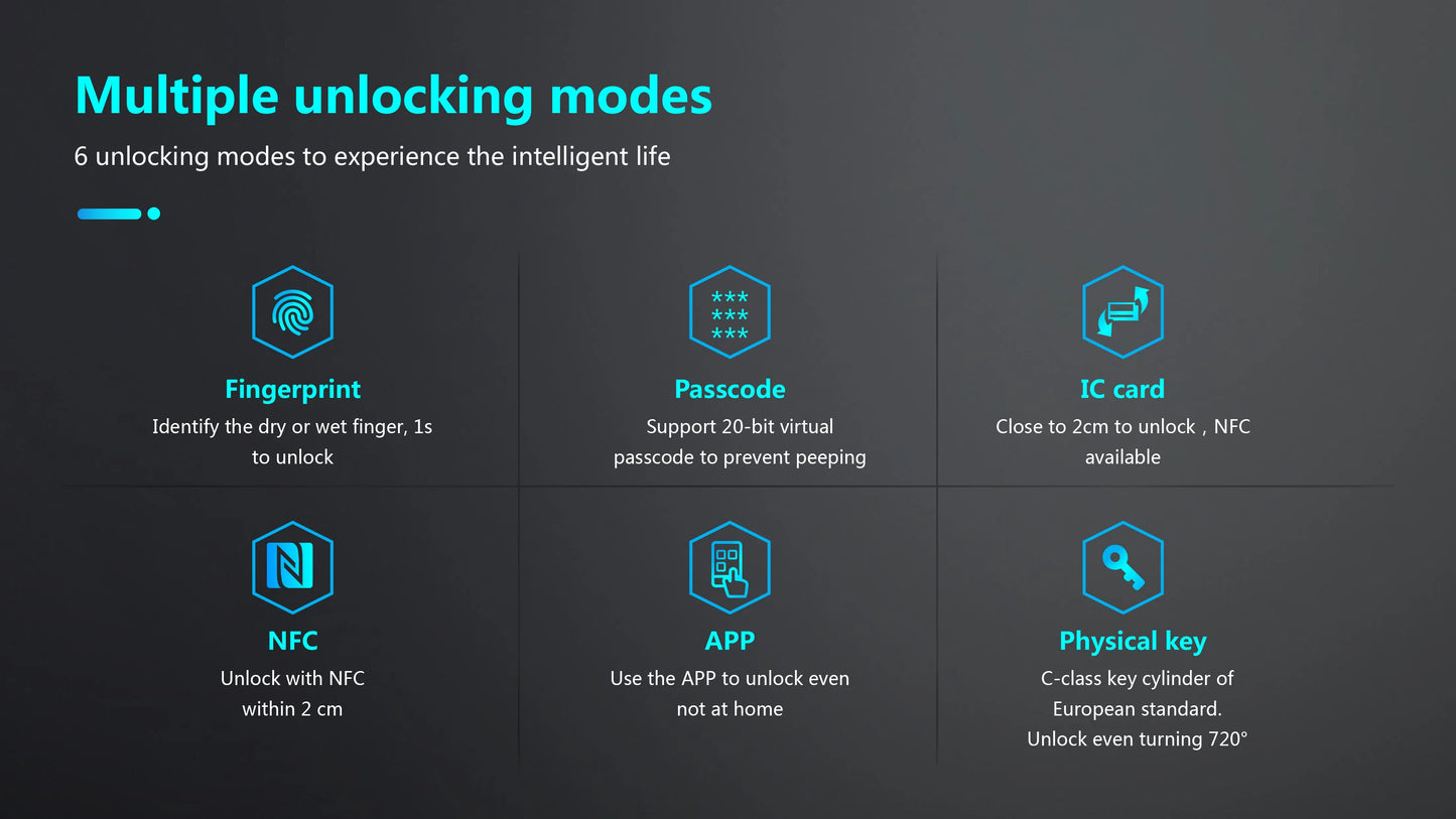 Smart Black Fingerprint Lock with Auto Keyless Unlock
