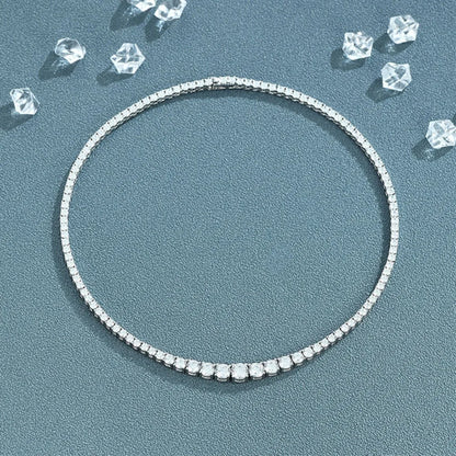 Sparkling Full Moissanite Necklace 17in Sterling Silver