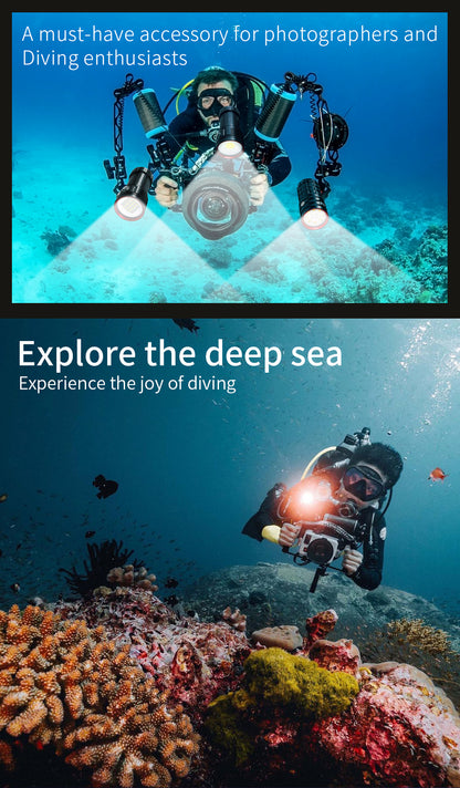 Rechargeable Diving Flashlight 22800lm 100m Waterproof Torch