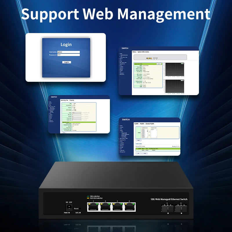 Smart Managed 10G Ethernet Switch 4 Port for Home Labs