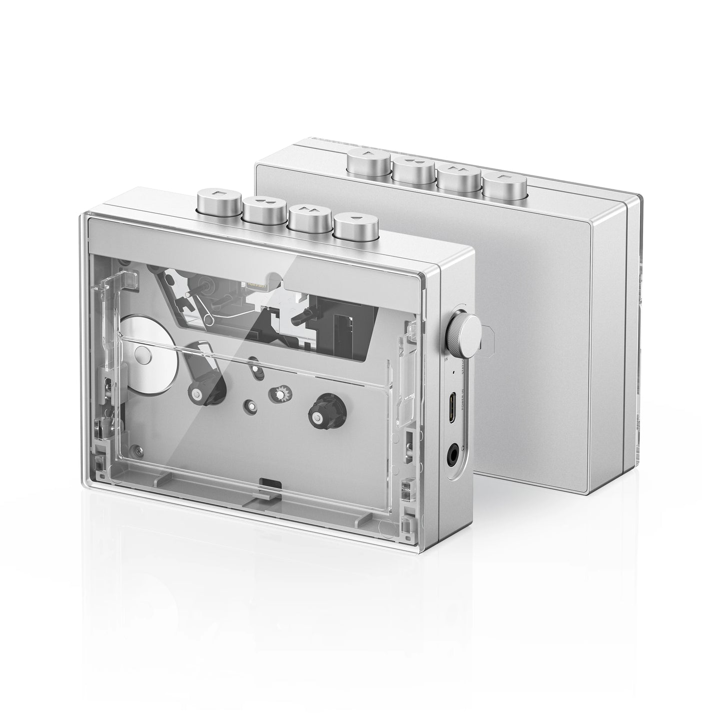 Portable Transparent Stereo Cassette Player with Headphone Jack
