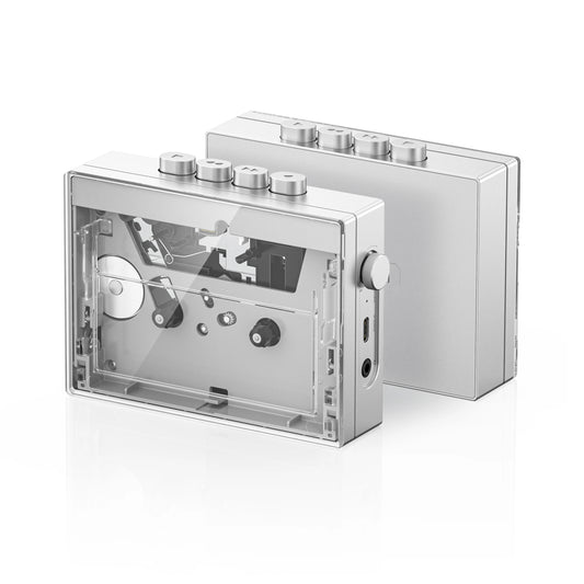 Portable Transparent Stereo Cassette Player with Headphone Jack