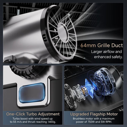 750W Turbo Jet Air Blower Car Dryer 1.4kg Thrust