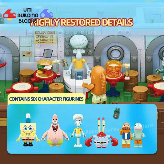 SpongeBob Krabby Patty Restaurant Building Blocks Display Model Set