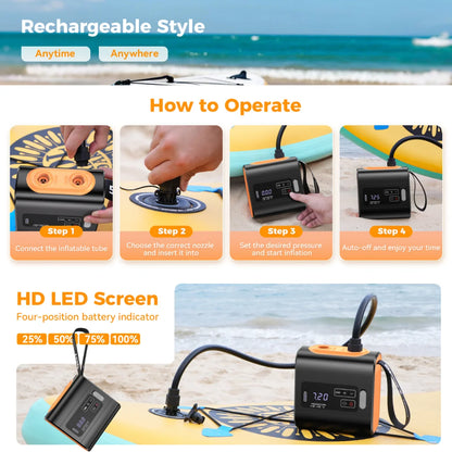 Portable Electric Air Pump Wireless Mini Inflator Black