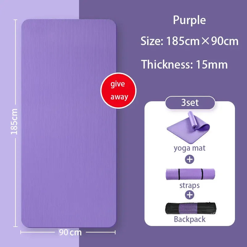 Purple 185x90cm Yoga Mat Non-Slip High Rebound