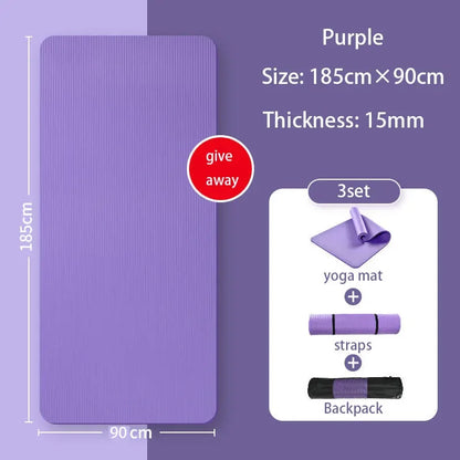 Purple 185x90cm Yoga Mat Non-Slip High Rebound