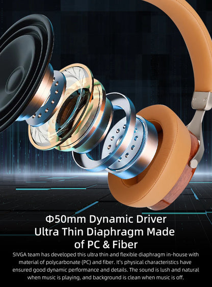 Brown Wooden Closed-Back Audiophile Headset