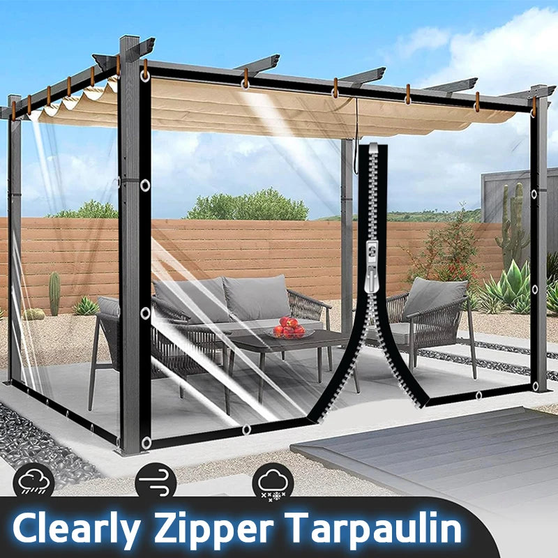 3x2m Black Rope Edge Pergola Tarp Transparent