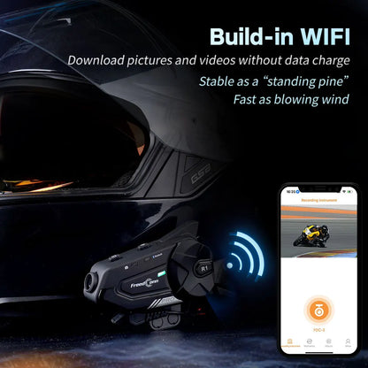 Waterproof Motorbike Intercom with Integrated Dash Cam
