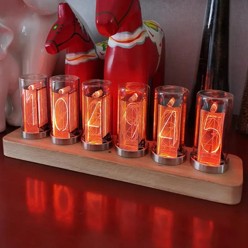 6-Bit Vintage Nixie Tube Clock LED Desktop Display Retro Amber