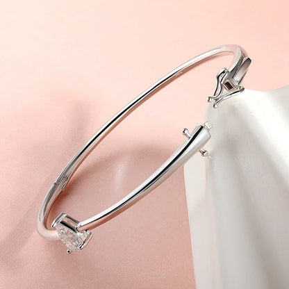 Rose Gold Lab Diamond Silver Bangle 16cm