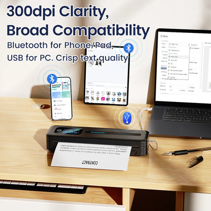 Portable A4 Thermal Printer Bluetooth Wireless Touchscreen