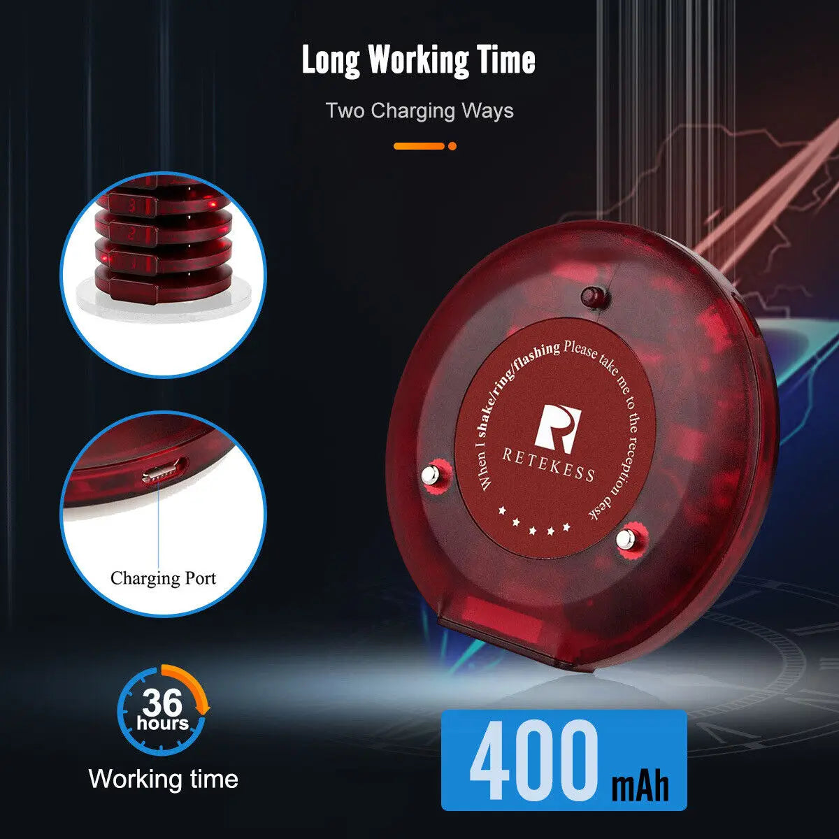 Wireless Restaurant Paging System with Fifteen Coaster Buzzers