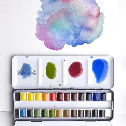 Professional Watercolour Paint Set 24 Colours with Brush