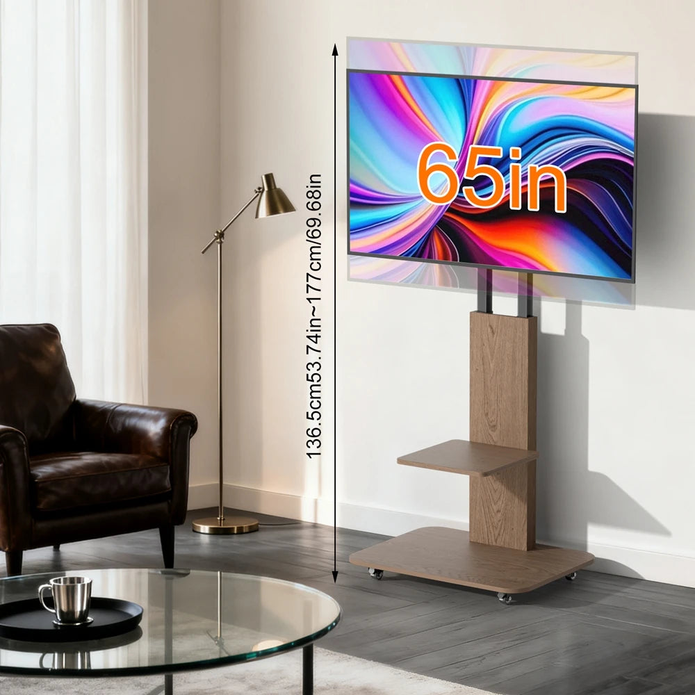 Heavy Duty Rolling TV Cart with Adjustable Shelf 40-75 Inches