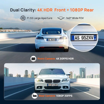 4K UHD Dash Cam GPS Voice Control
