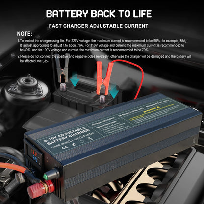 Quick 12V 60A Lithium Battery Charger with Clip Connector