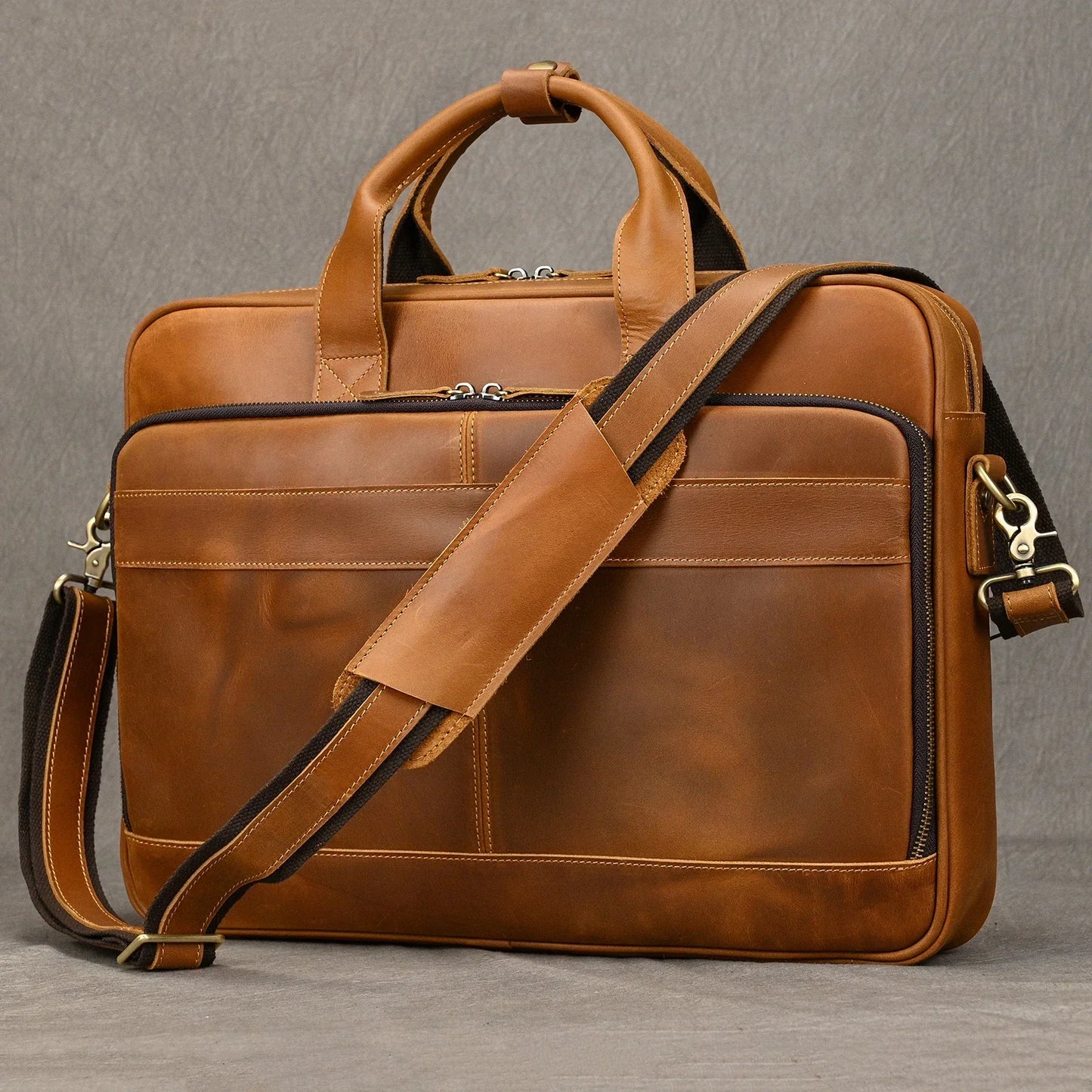 Lightweight Leather Laptop Bag 44cm Office Tote