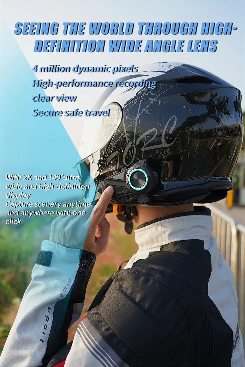 Motorbike Helmet Intercom 1440P DVR 2 Sets