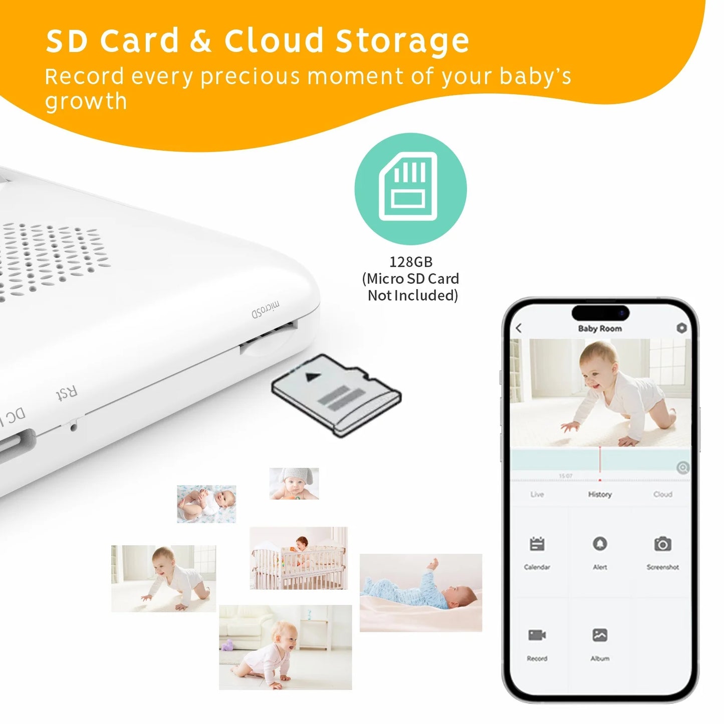 Smart Baby Monitor 5 Inch 1080P WiFi App Control