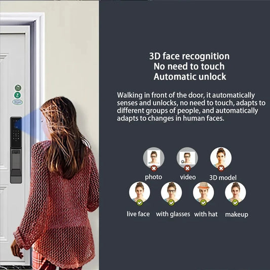 Automatic Keyless Door Lock Face Fingerprint WiFi Camera System