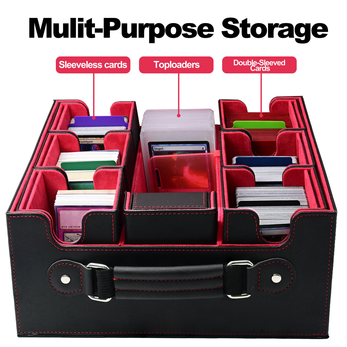 Trading Card Deck Box with 8 Toploaders & Stoppers