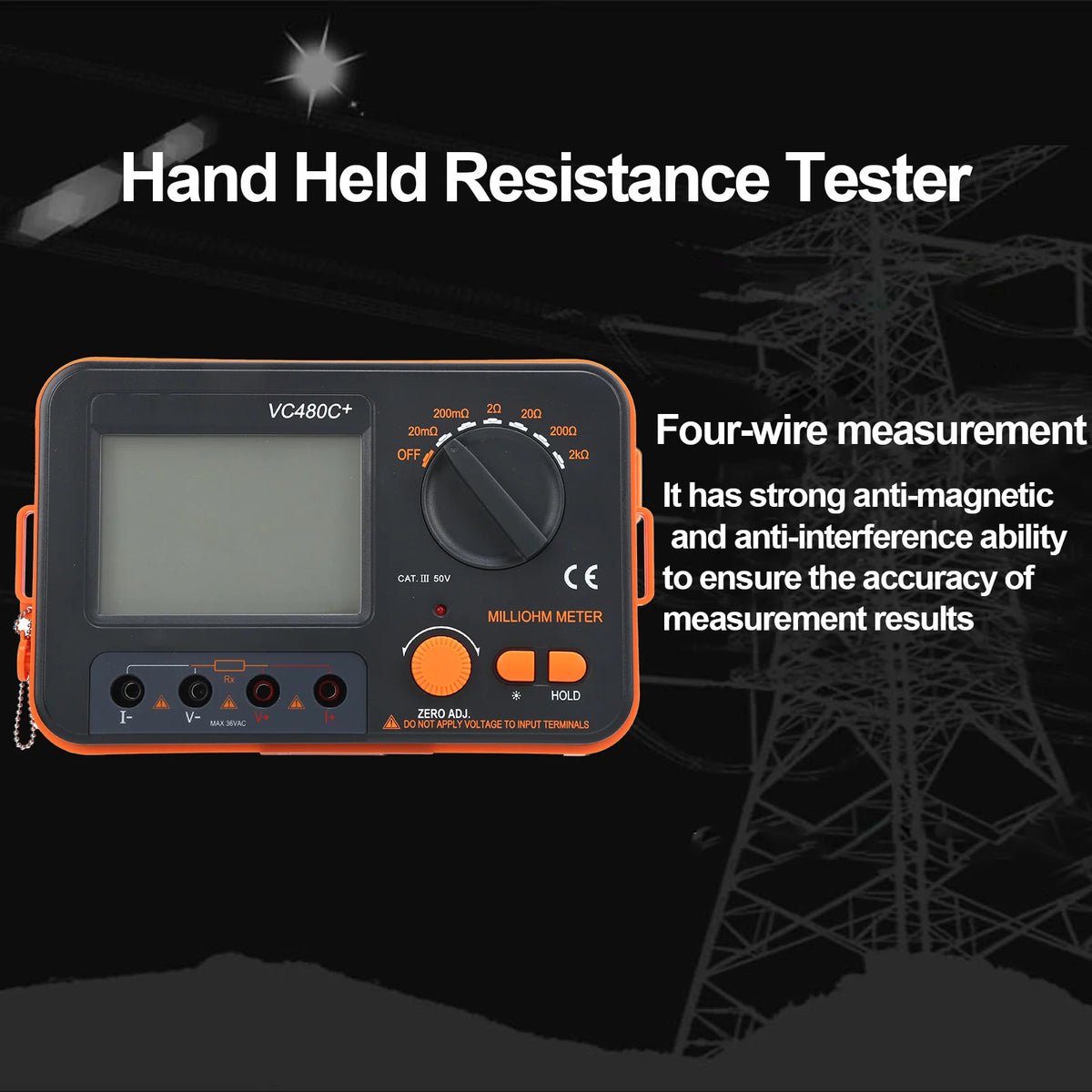 Handheld Low Resistance Tester VC480C 6-Gear