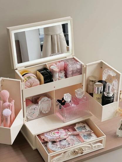 Large Acrylic Jewelry Box with Necklace & Ring Storage