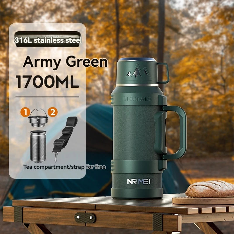 Portable 1.7L Stainless Steel Flask Travel Ready