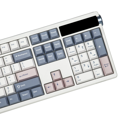 108-Key Hot-Swap Keyboard White Blue Pink with Screen & Knob