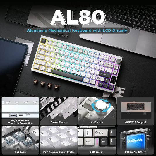 Beige Custom QMK/VIA Mechanical Keyboard Wireless