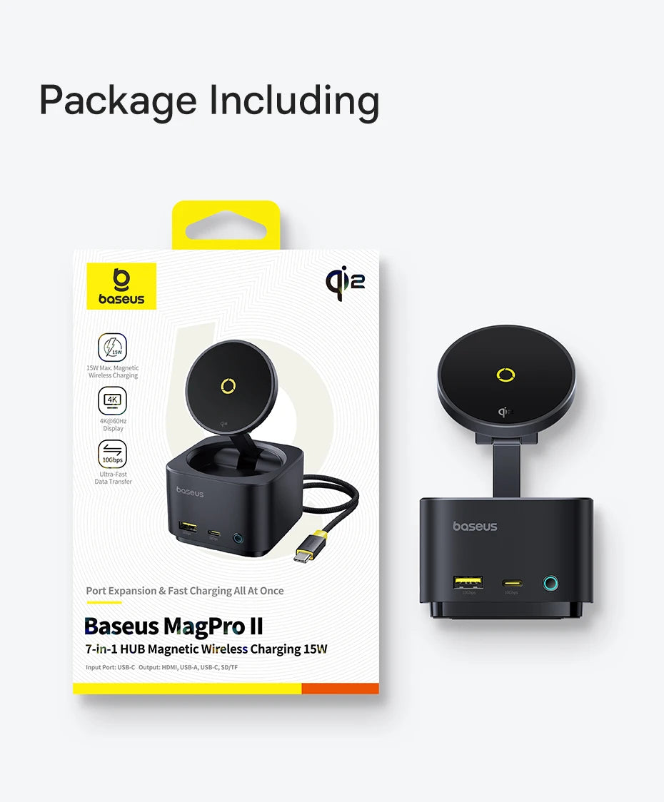 15W Magnetic Wireless Charger with PD Hub & 4K HDMI