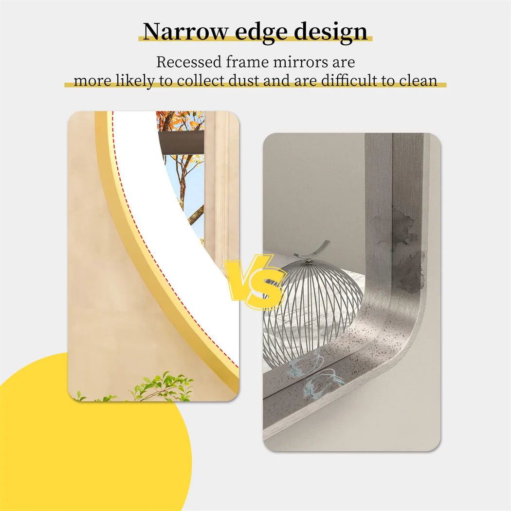 100x50cm Gold Frame Oval Mirror with LED & Demister