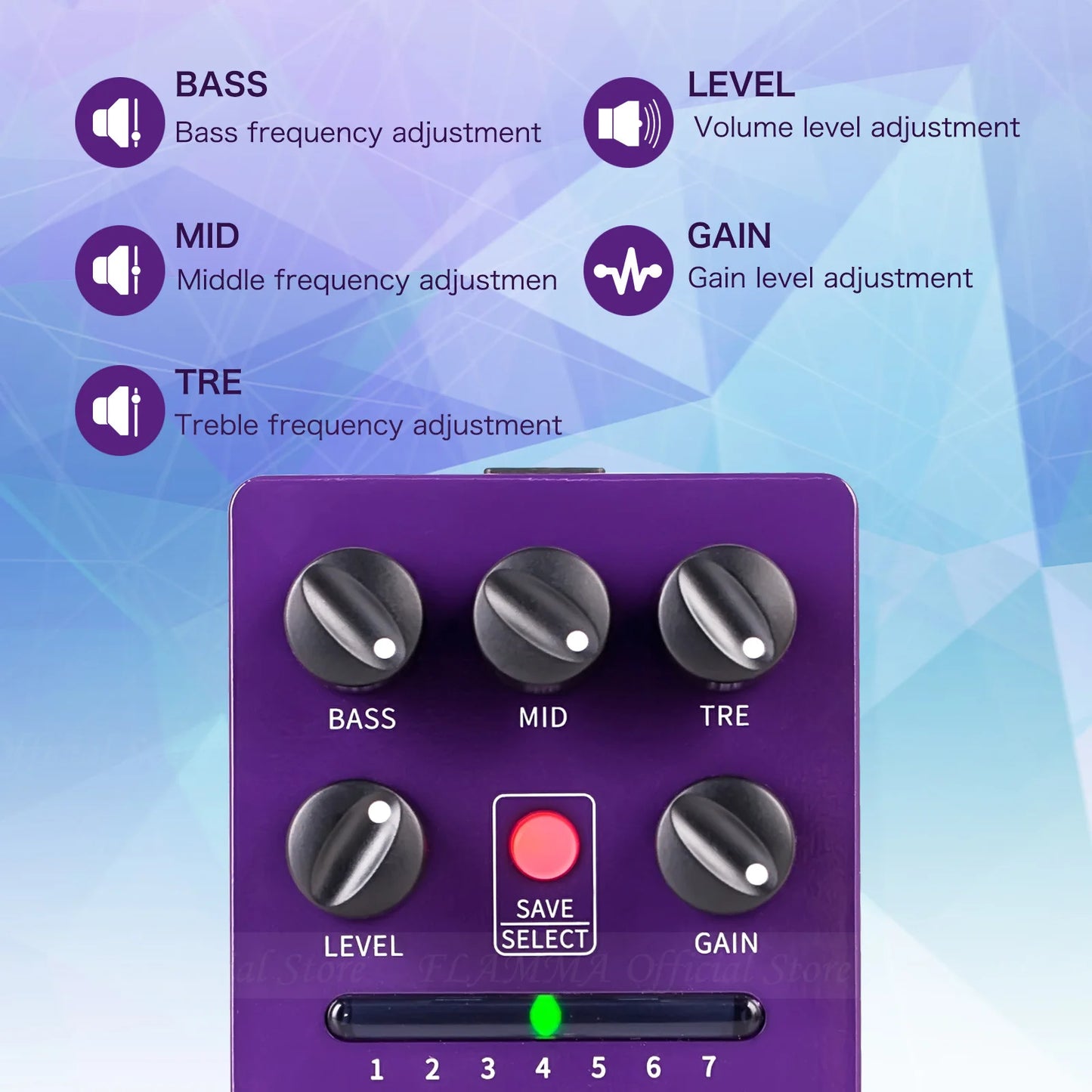 Digital Guitar Preamp Pedal with 7 Models and Cabinet Simulation