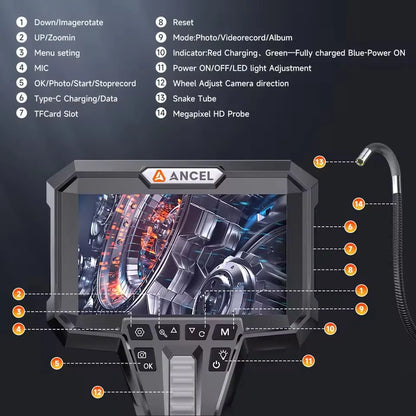 1080P HD Industrial Endoscope Camera 6.2mm IP67 Borescope