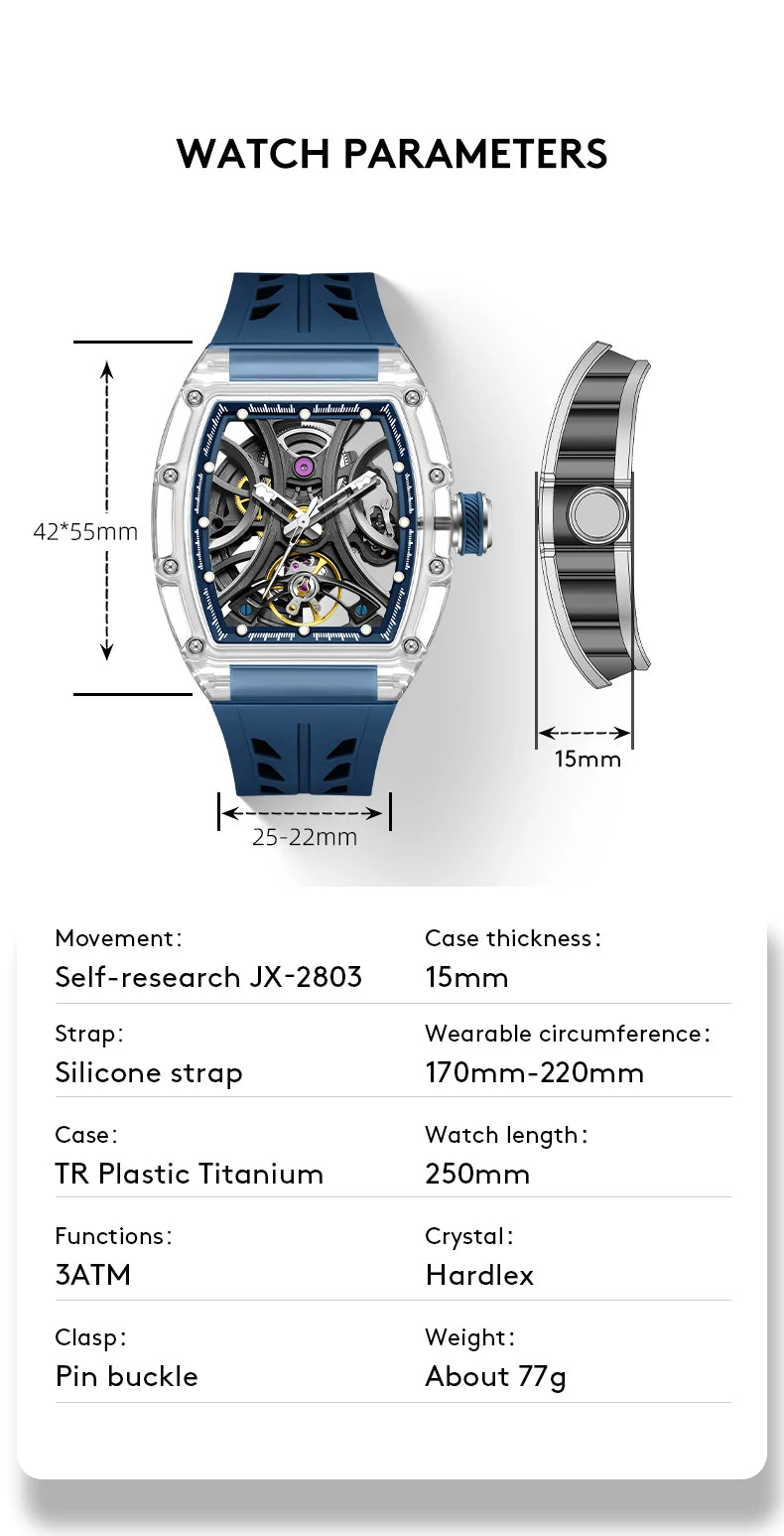 Sky Blue Automatic Watch Stainless Steel Sport Design