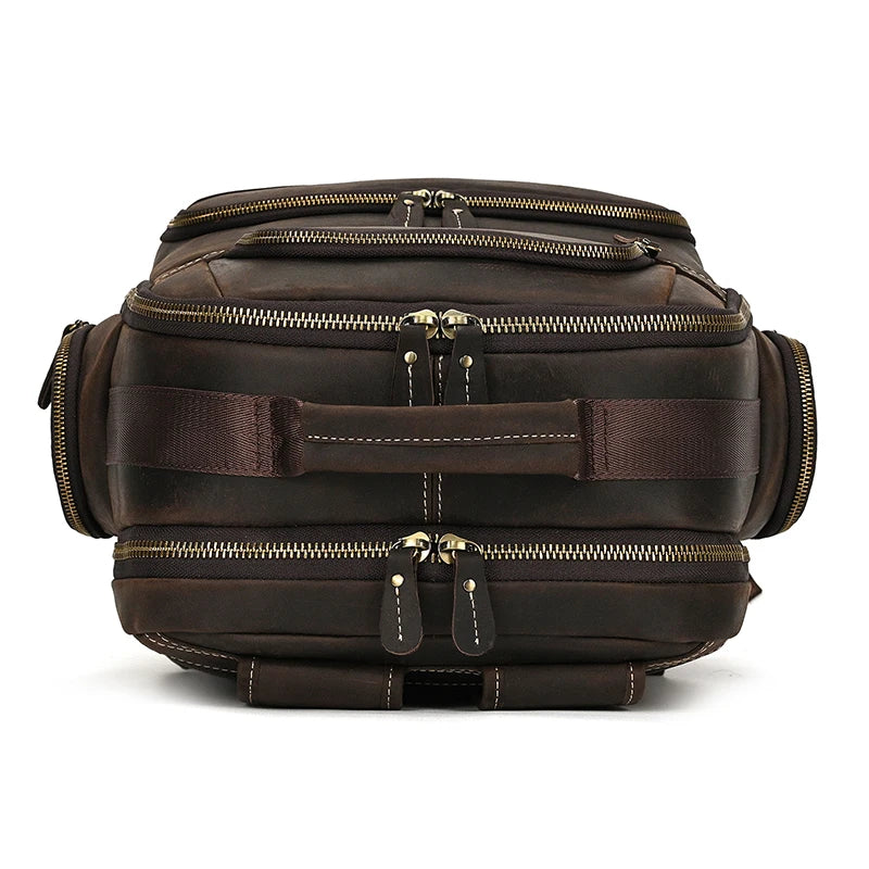 Business Travel Leather Backpack Large Capacity