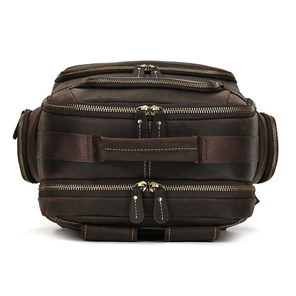 Business Travel Leather Backpack Large Capacity