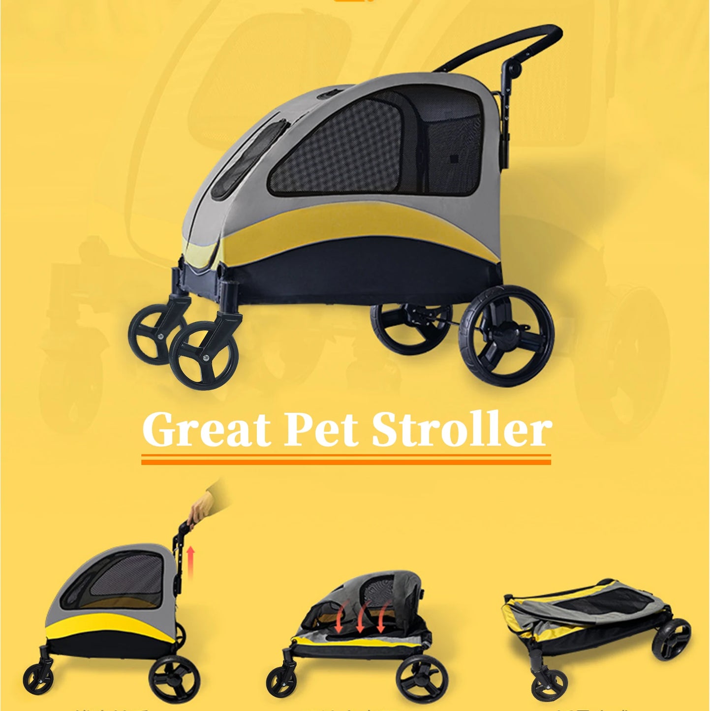 XL Portable Pet Stroller for Large Dogs Outdoors