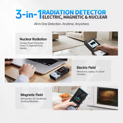 White Electromagnetic Radiation Meter with Temperature Display