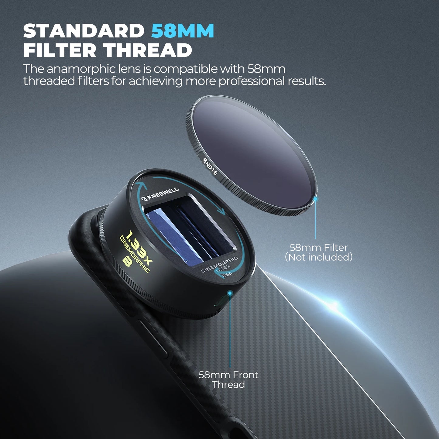 1.33X Anamorphic Phone Lens 17mm Mount Night Video