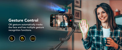 Smart AI Smartphone Gimbal with Built-In Extension Rod