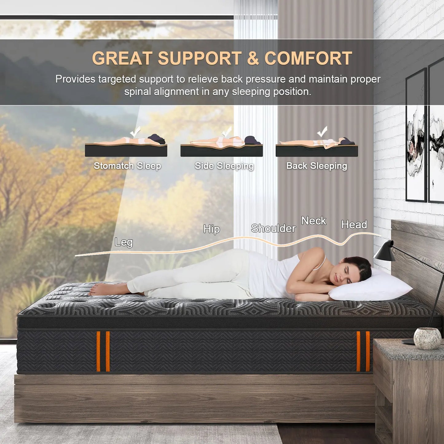 34cm Euro Top Memory Foam Mattress Medium Firm Single