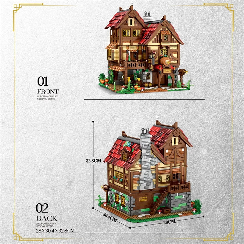 2868PCS Medieval Tavern Building Block Model Kit