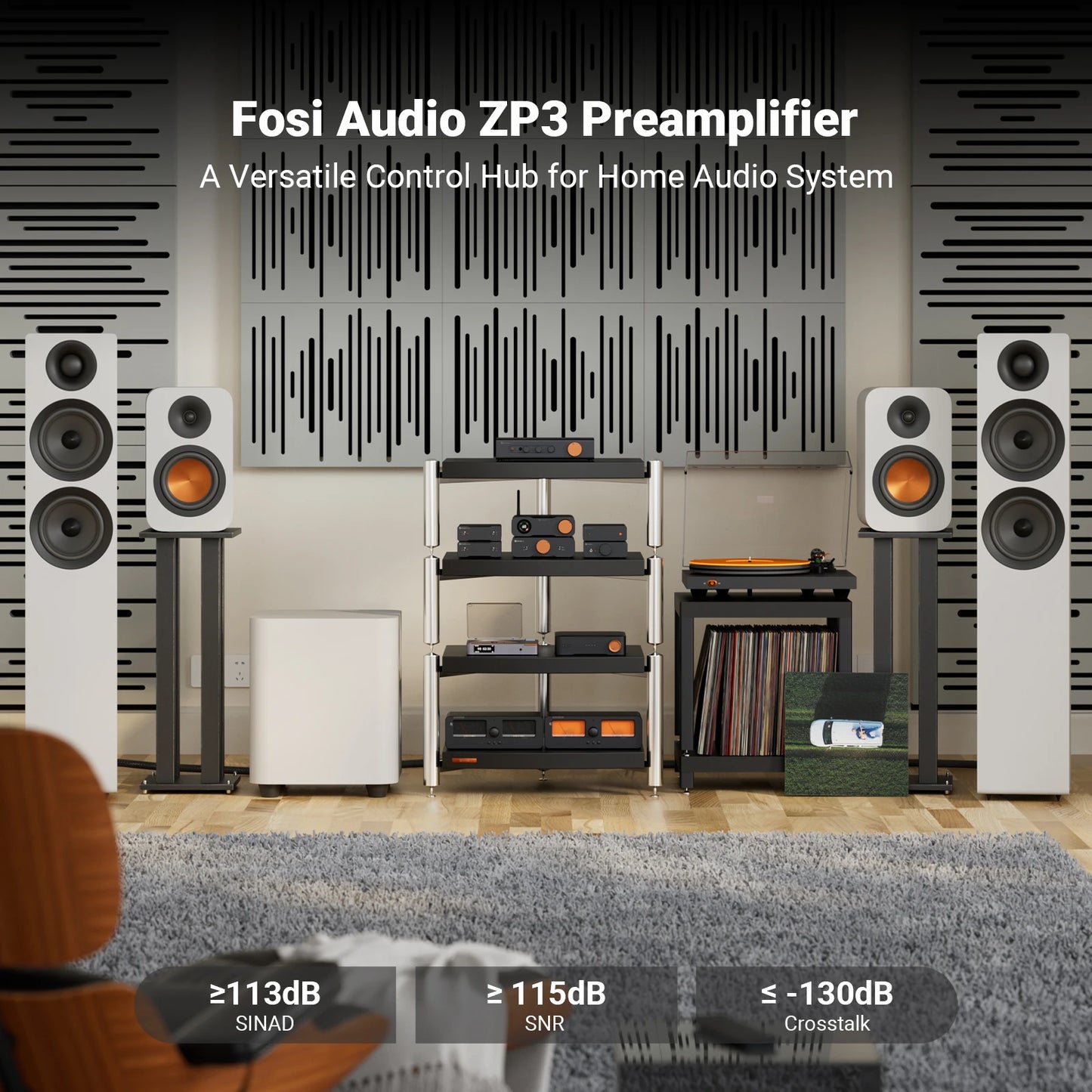 HiFi Audio Preamplifier with High Pass Filter and Sub Output